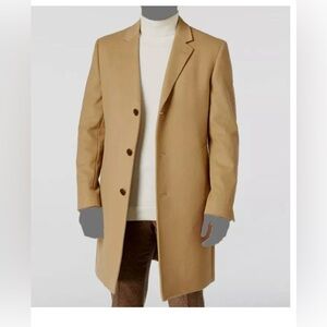 Ralph Lauren Men's Beige Luther Wool Blend Top Coat Jacket Size 44L